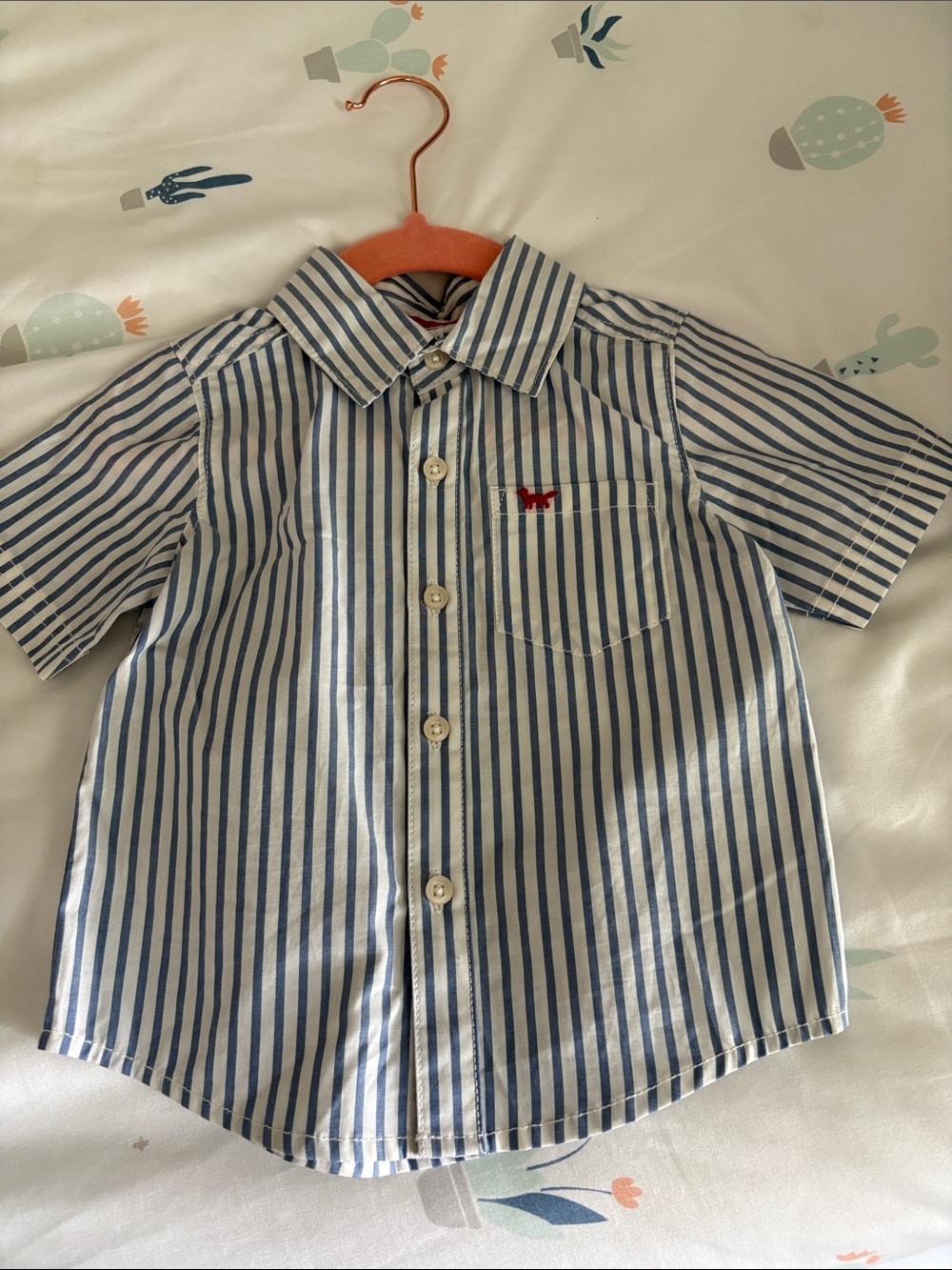 Carter's Blue and White Striped Short-Sleeve Button-Down Shirt